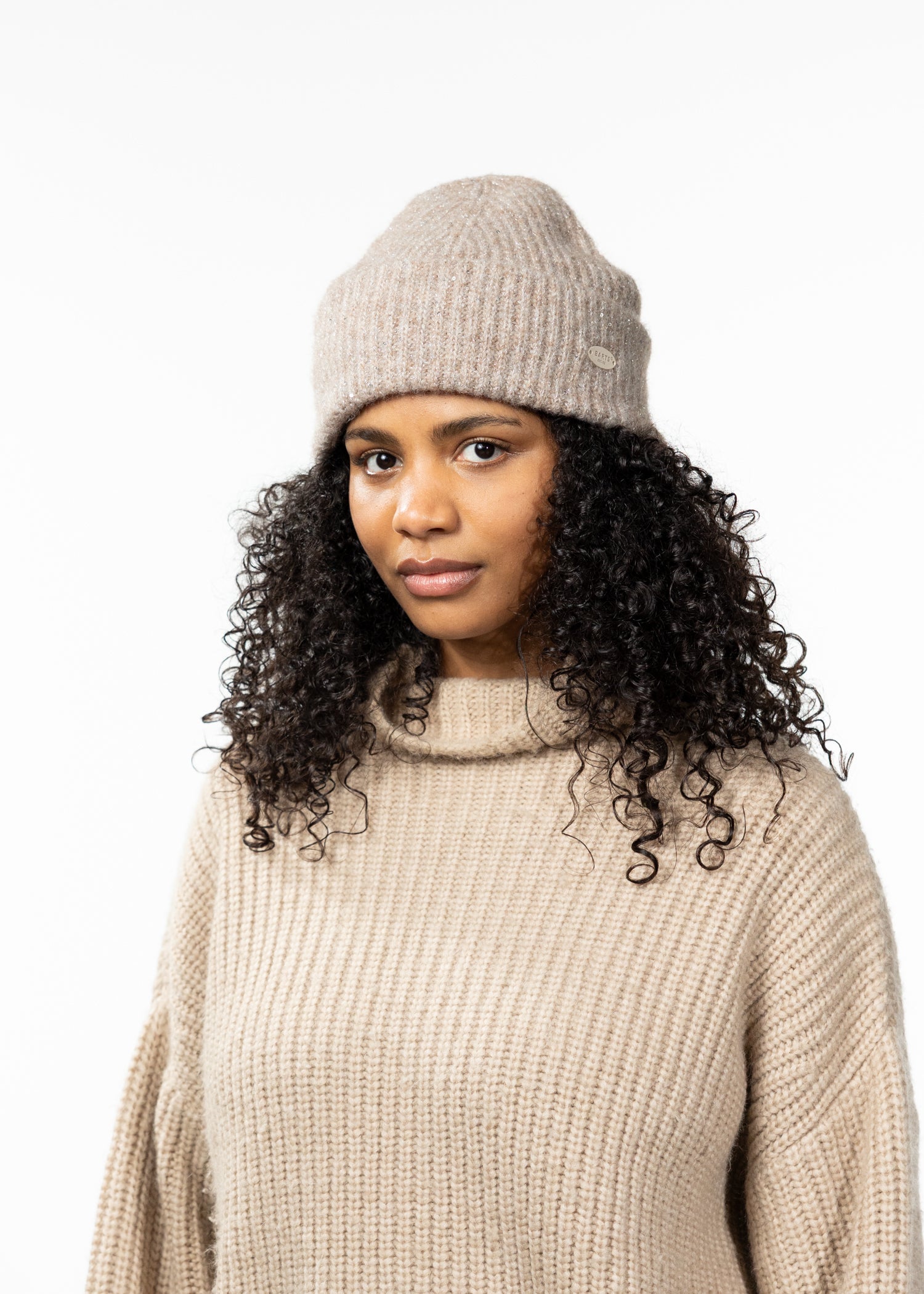 Women Glitsch Beanie light brown - Side