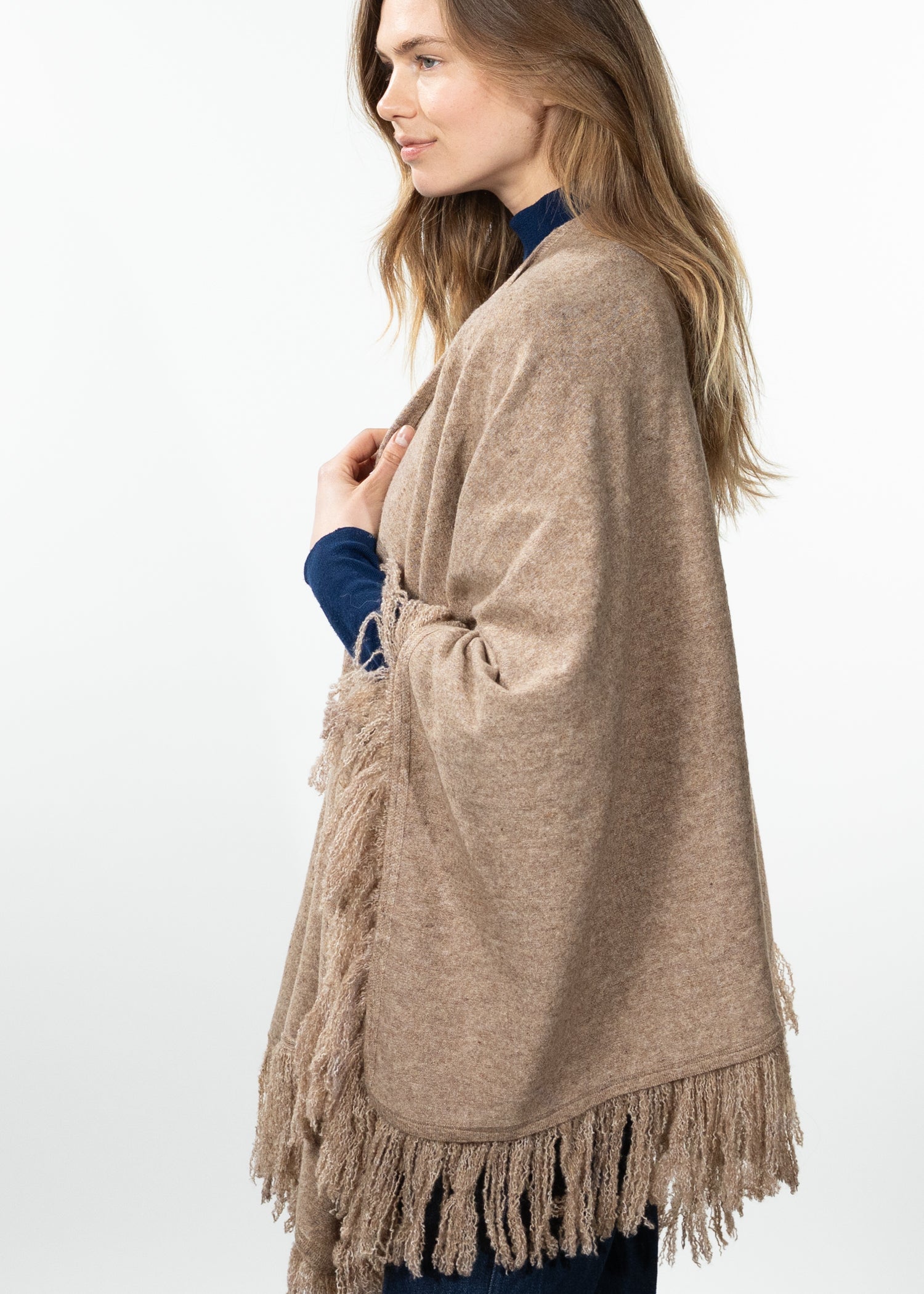 Women Darty Poncho light brown - Side