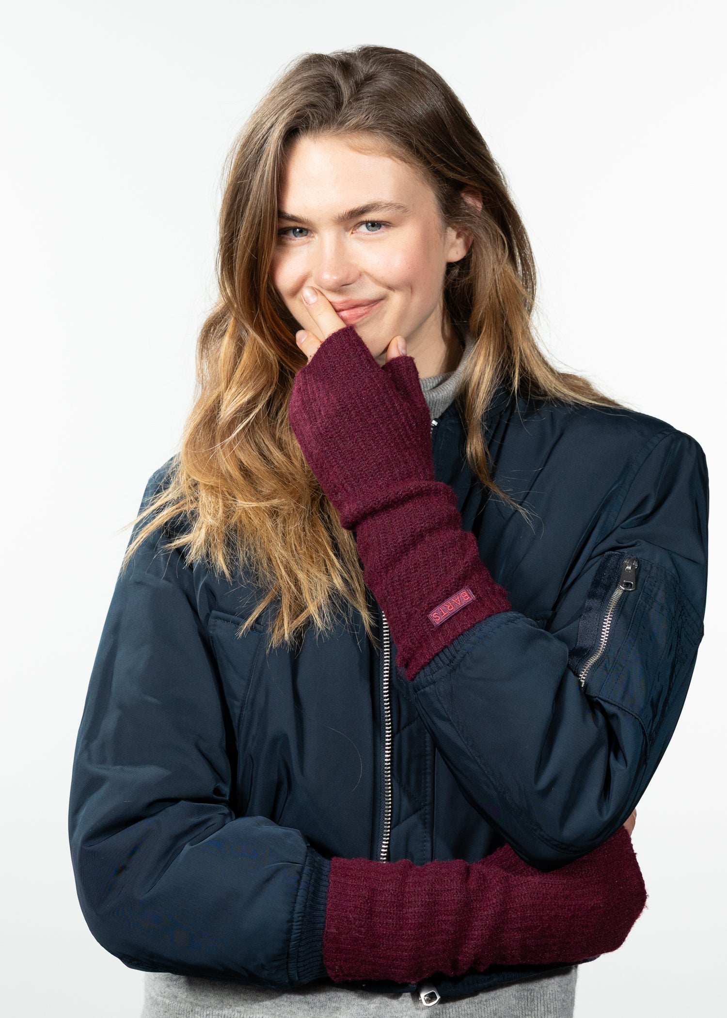 Women Ardelve Fingerless Gloves aubergine - Front