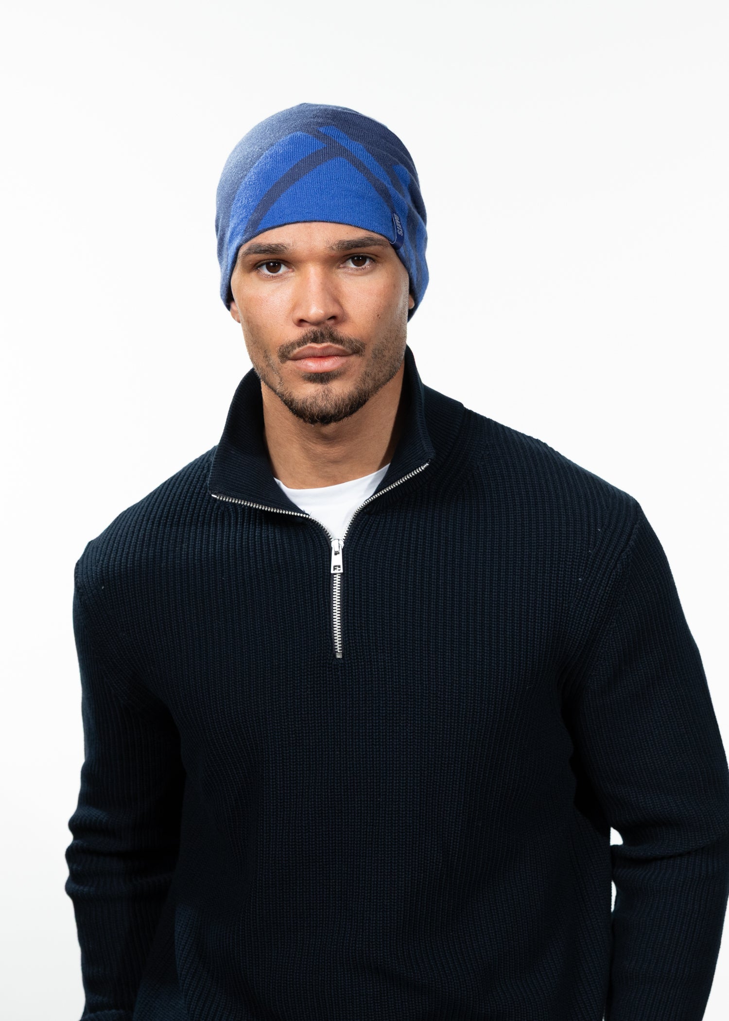 Men Peaktop Beanie blue - Front