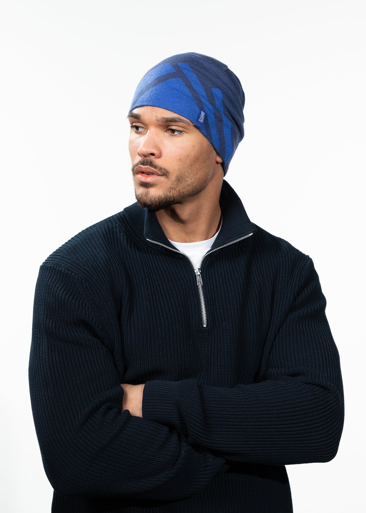 Men Peaktop Beanie blue - Side
