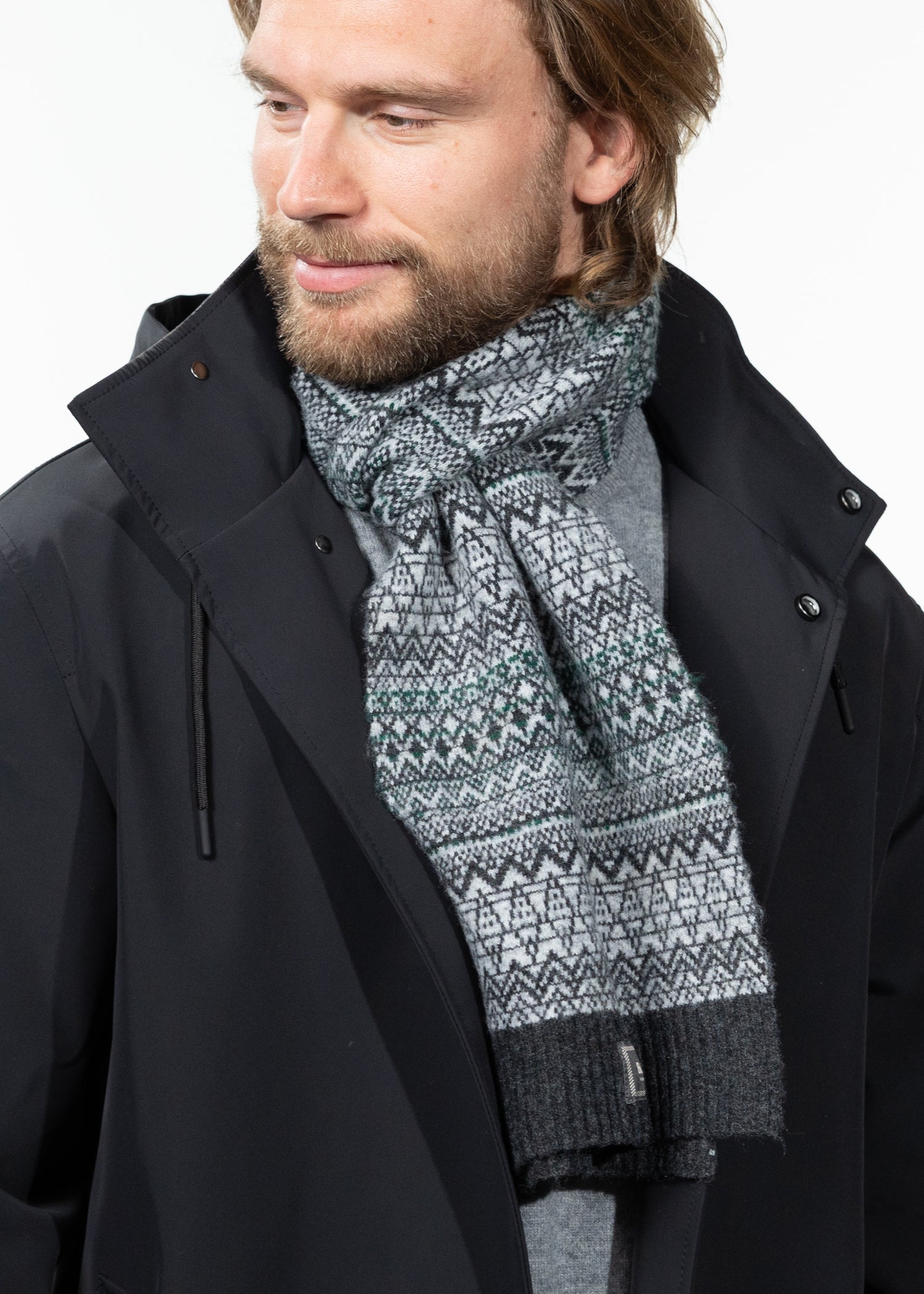 Men Laghlan Scarf dark heather - Front