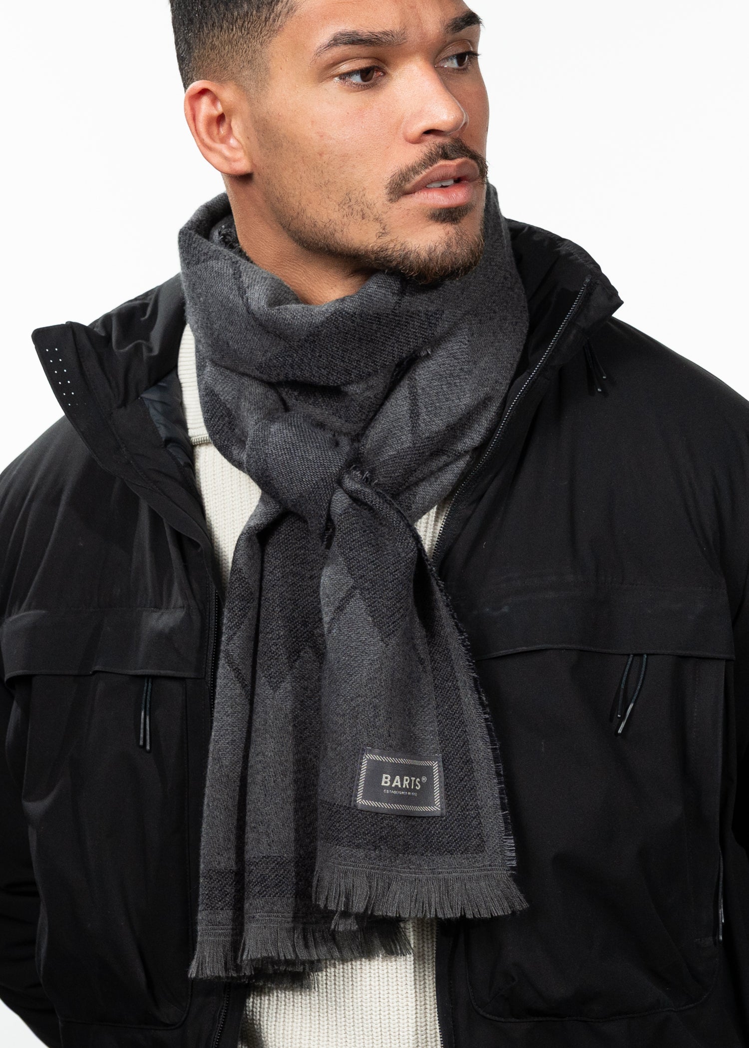 Men Airchie Scarf dark heather - Front