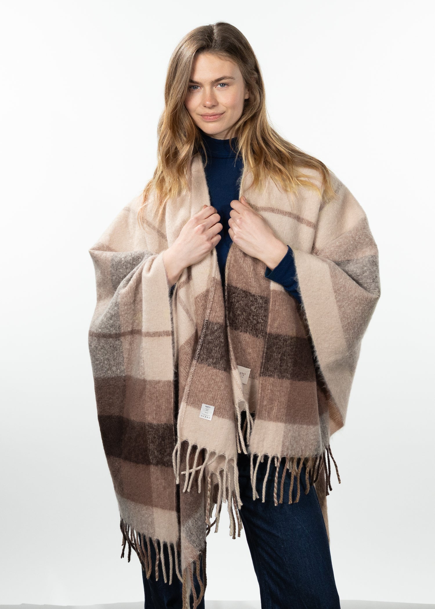 Women Loche Poncho beige - Front