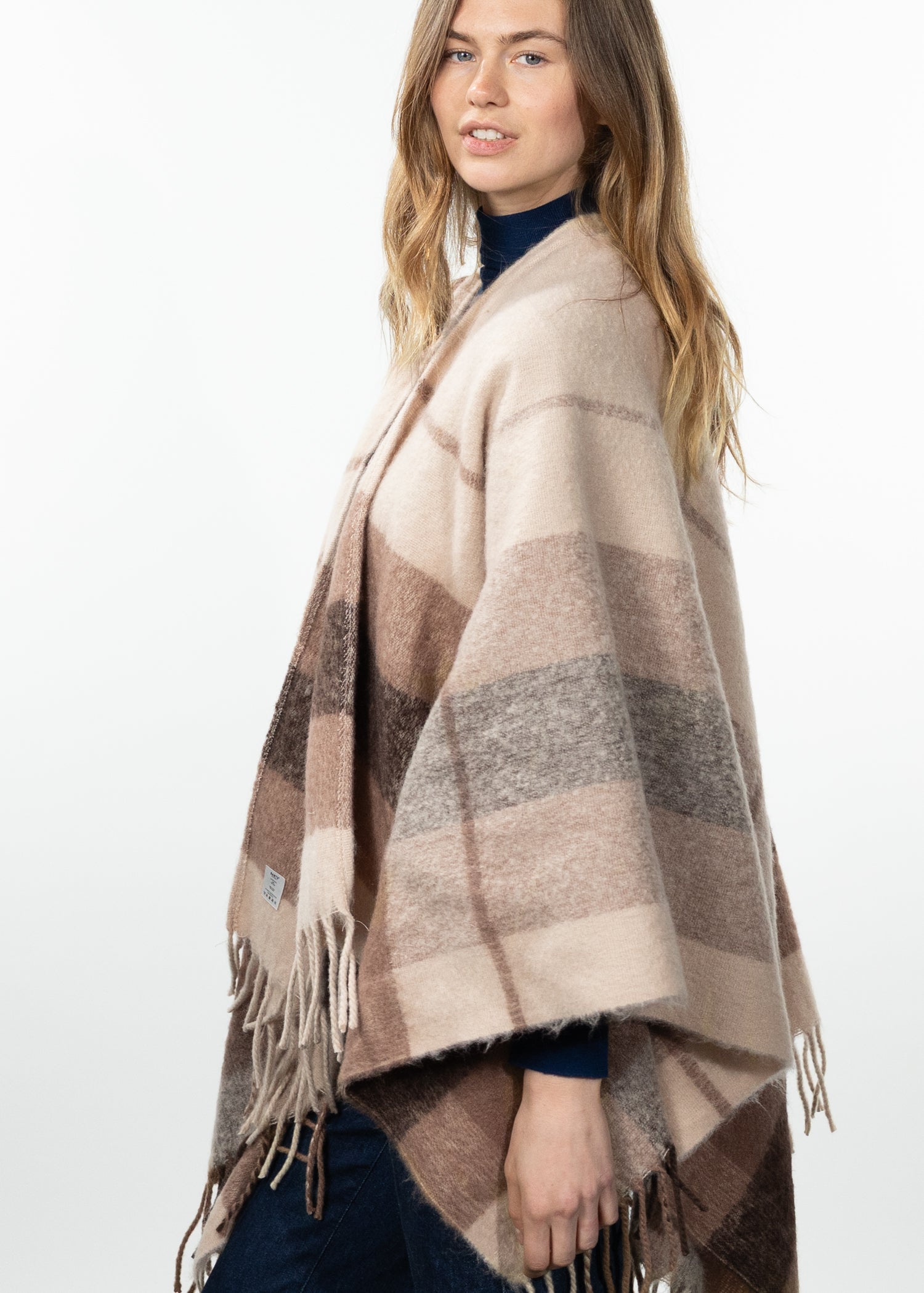 Women Loche Poncho beige - Side