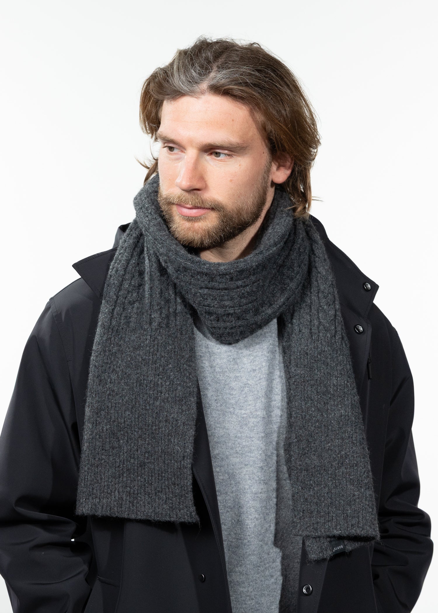 Men Moiray Scarf dark heather - Front