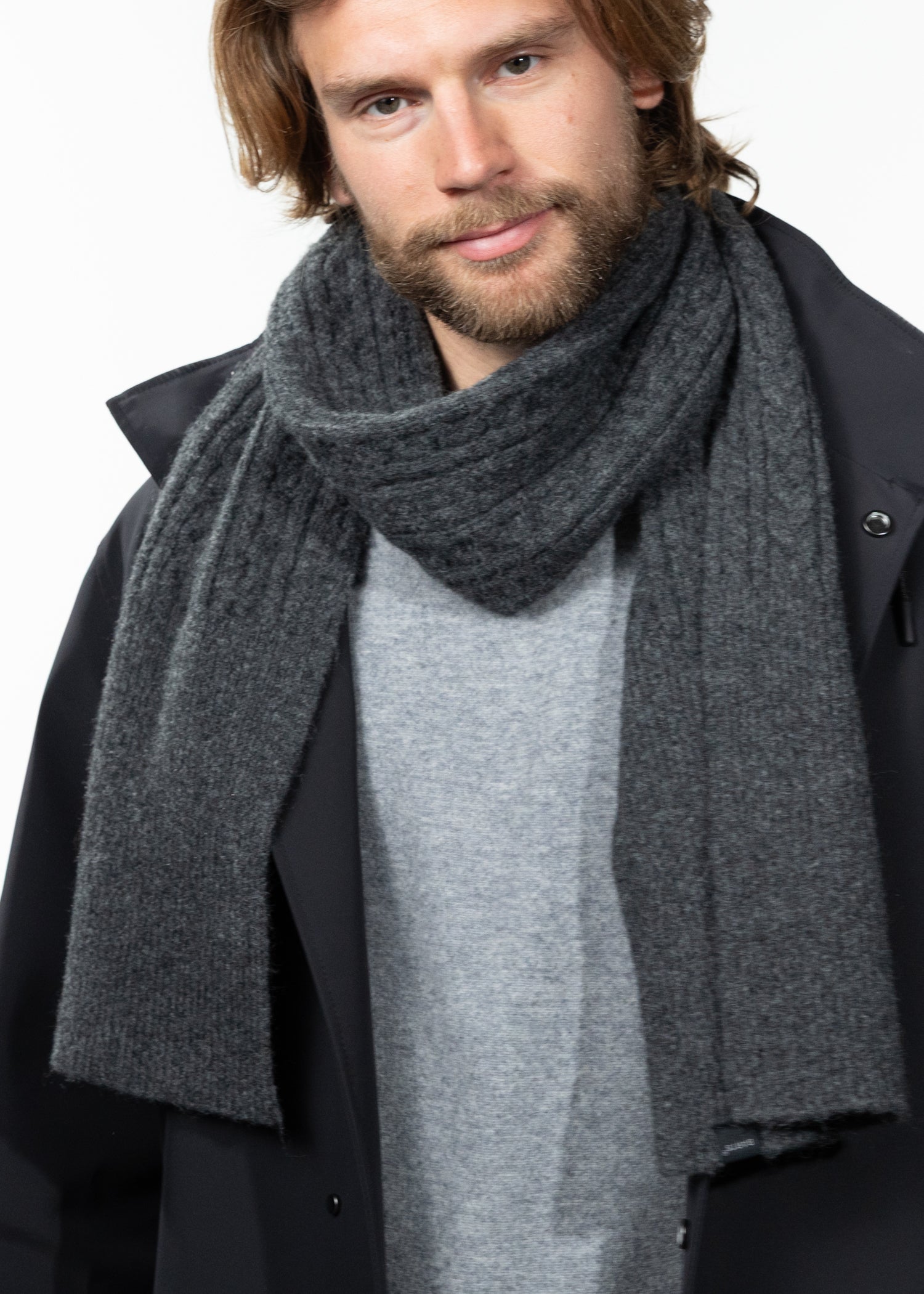 Men Moiray Scarf dark heather - Front