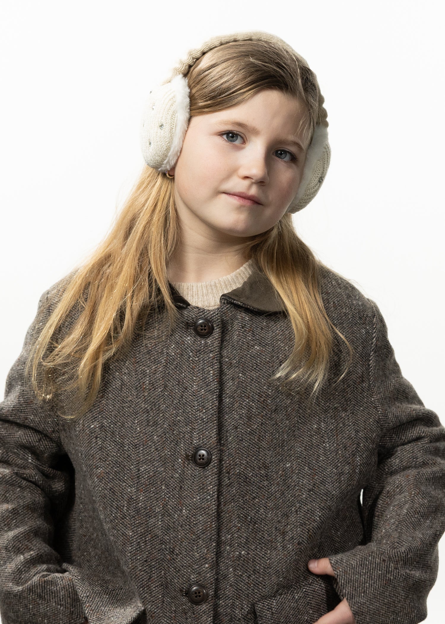 Women Glitzzers Earmuffs cream - Front