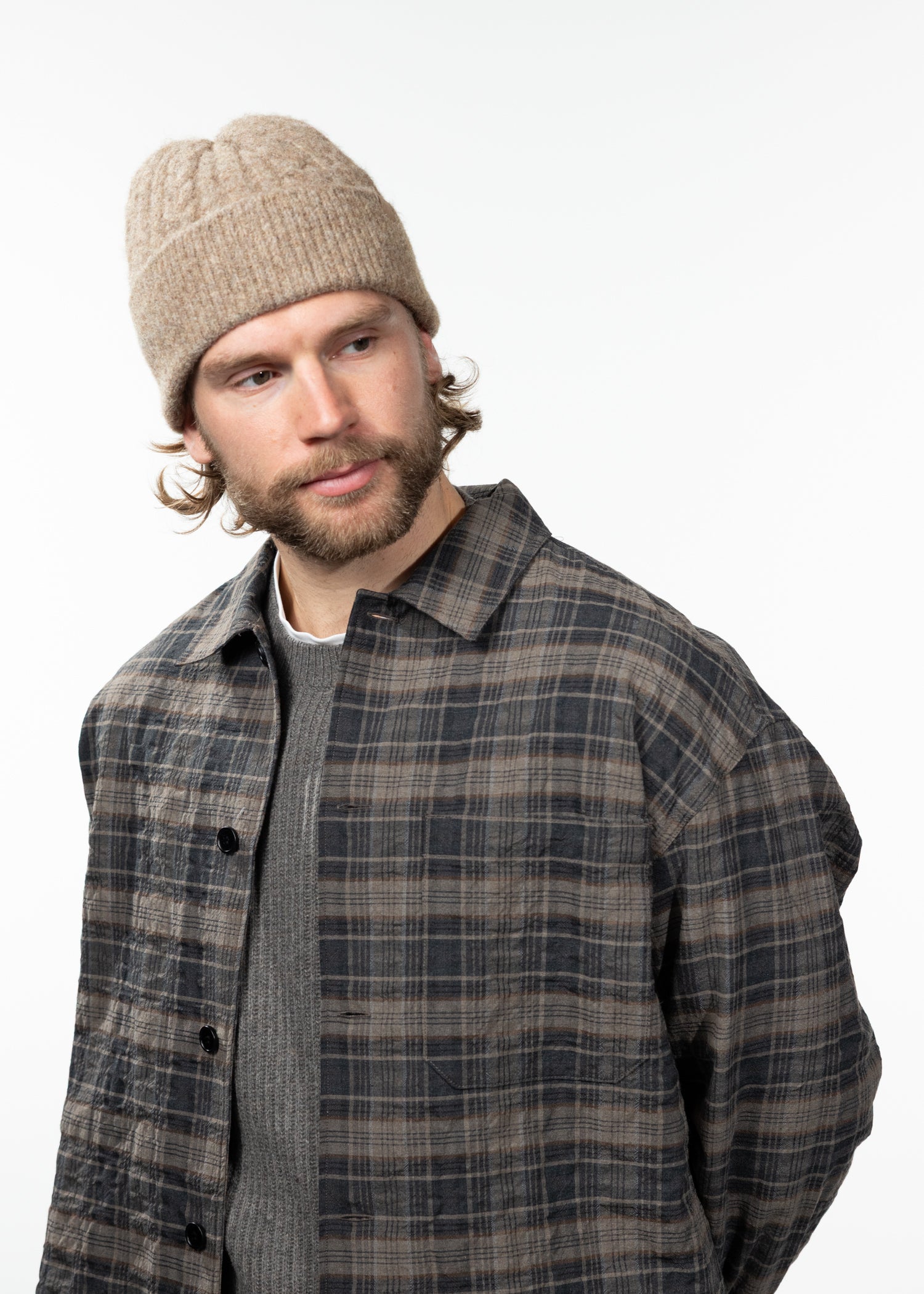 Men Moiray Beanie taupe - Front
