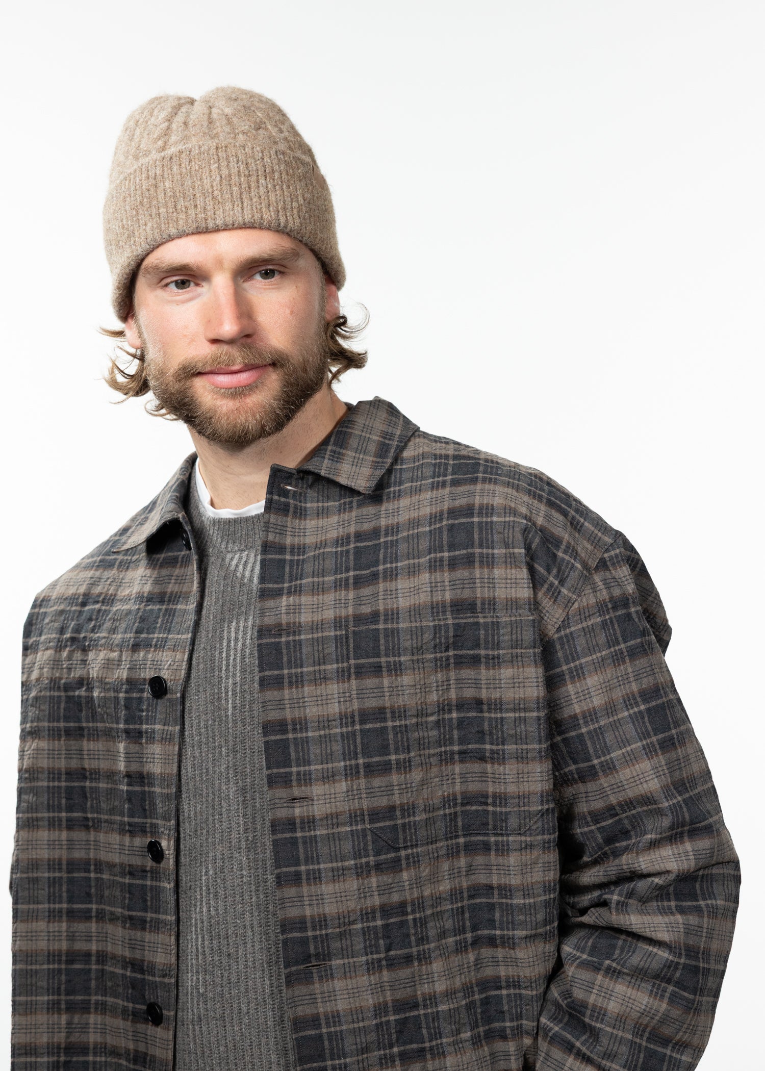 Men Moiray Beanie taupe - Front