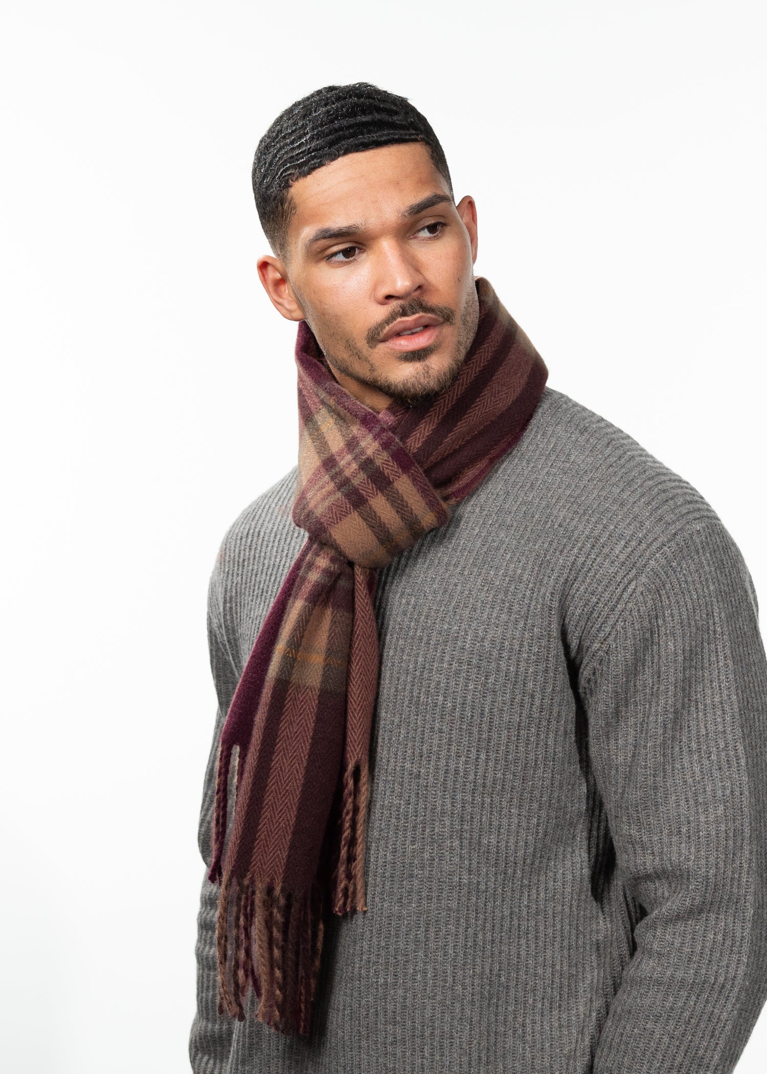 Men Wallash Scarf burgundy - Side