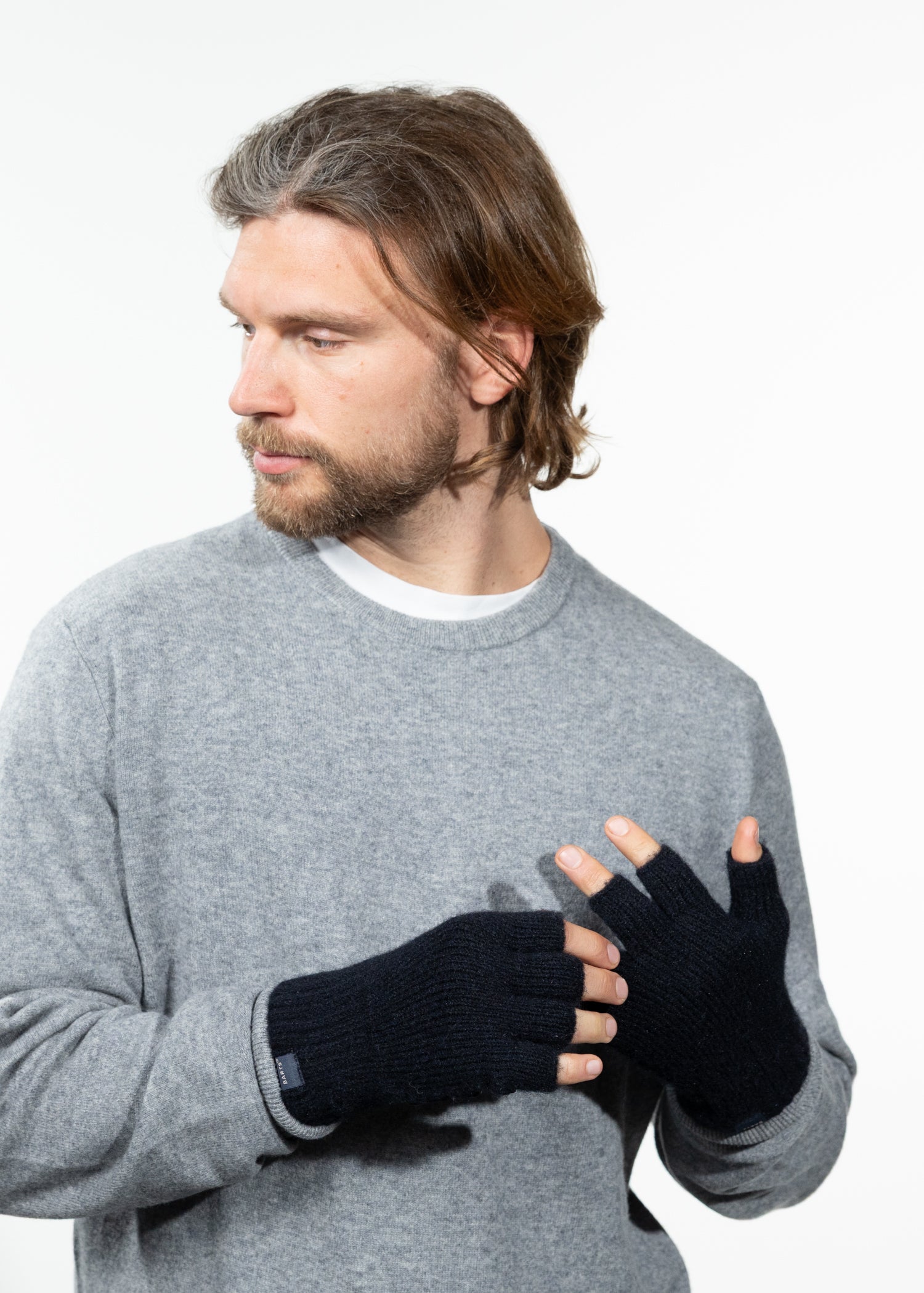 Men Moiray Fingerless Gloves navy - Front
