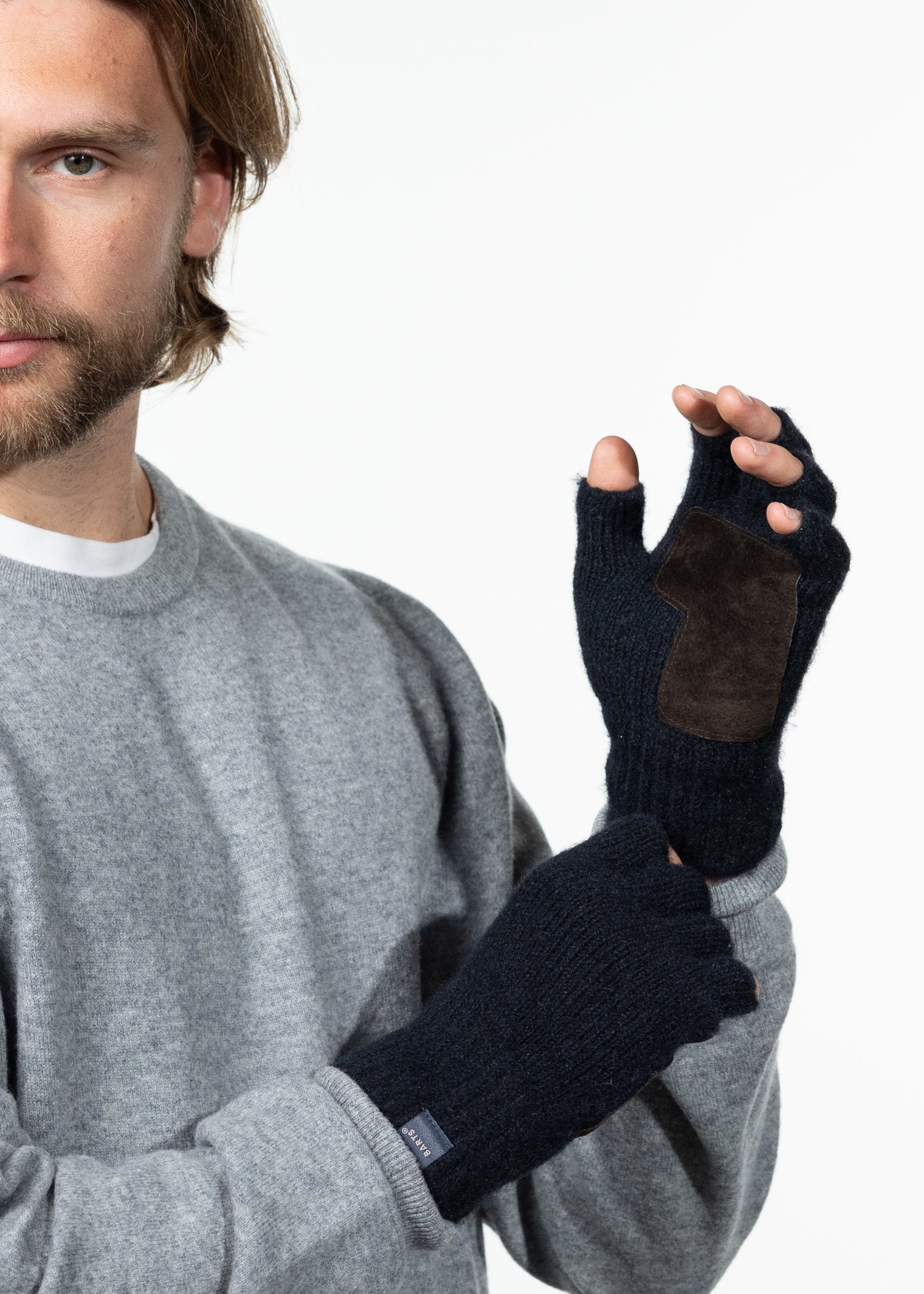 Men Moiray Fingerless Gloves navy - Side