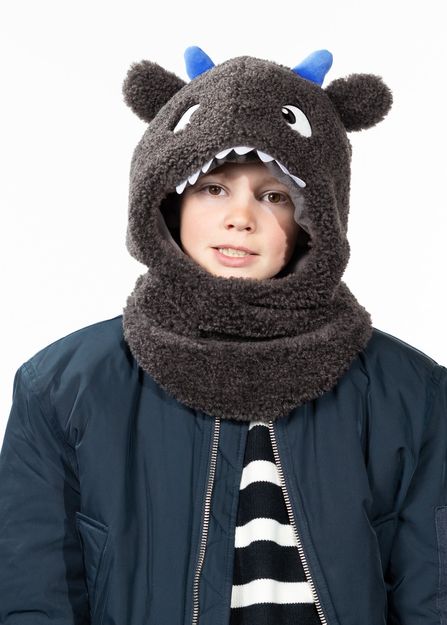 Kids Feesaa Hood dark grey - Front