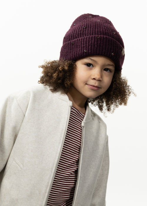 Kids Alenya Beanie aubergine - Front