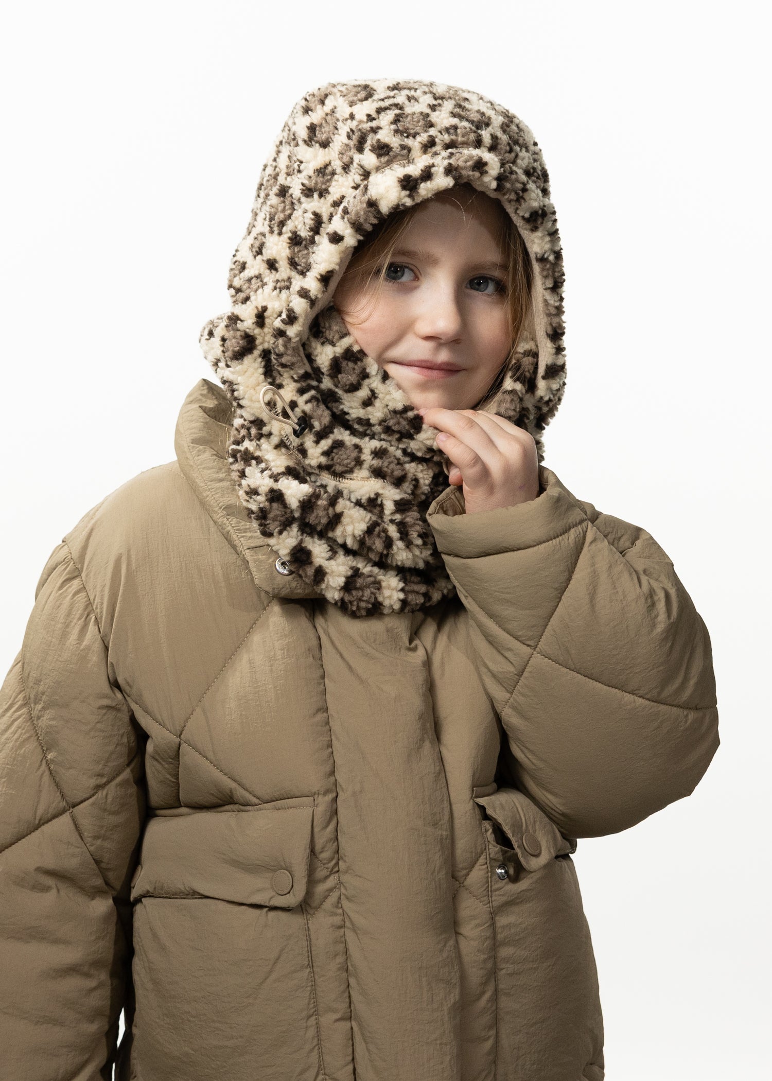 Kids Yaraa Hood print beige - Front