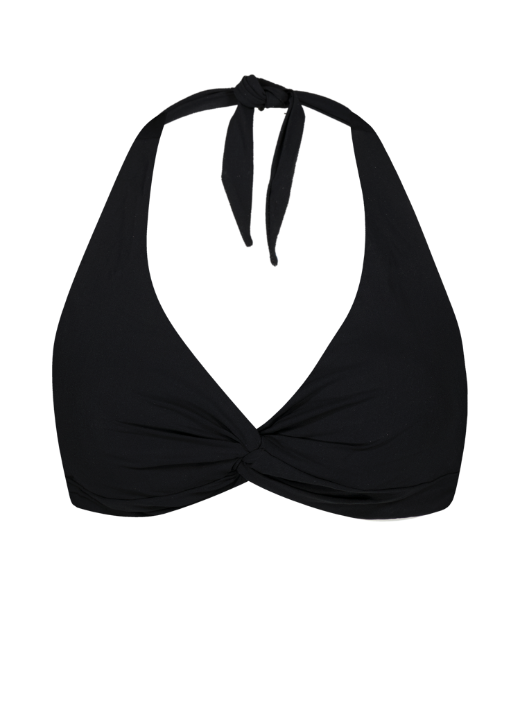 Women Solid Cross Halter black