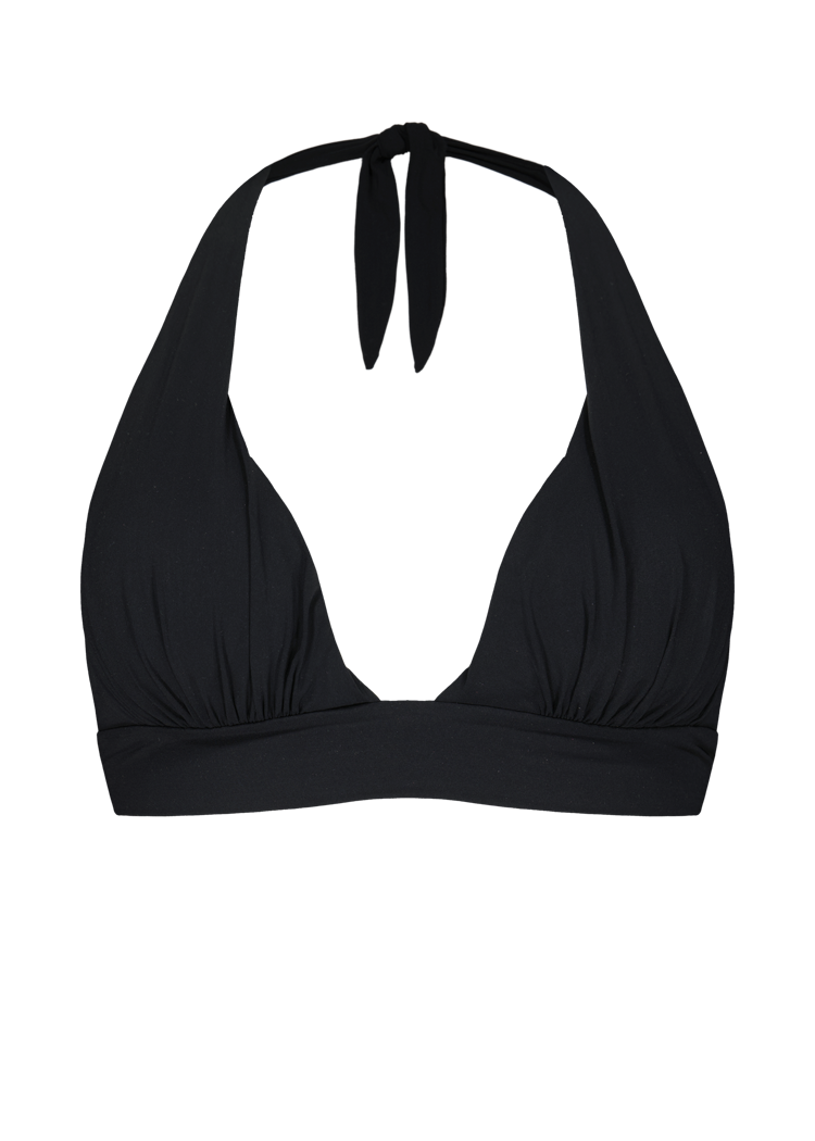 Women Solid Triangle Halter black