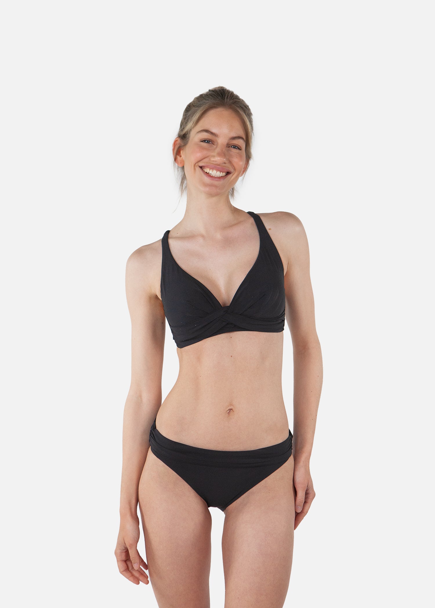 Women Solid Multifit Top black - Front