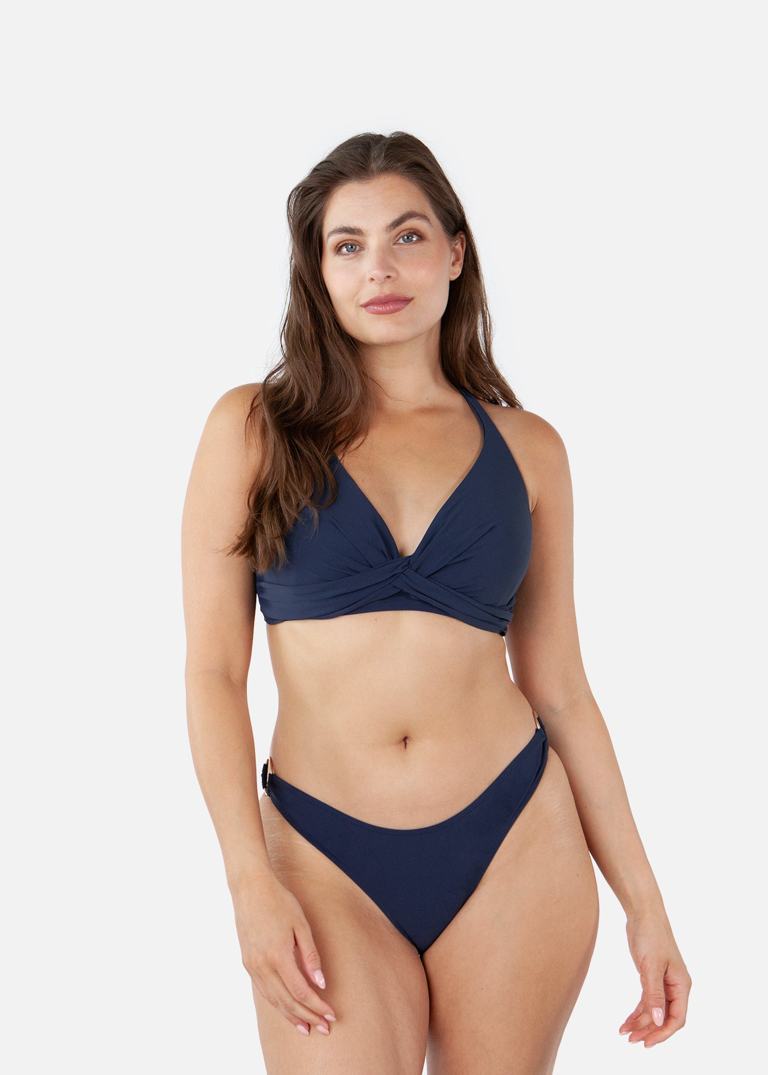 Women Solid Multifit Top navy - Front