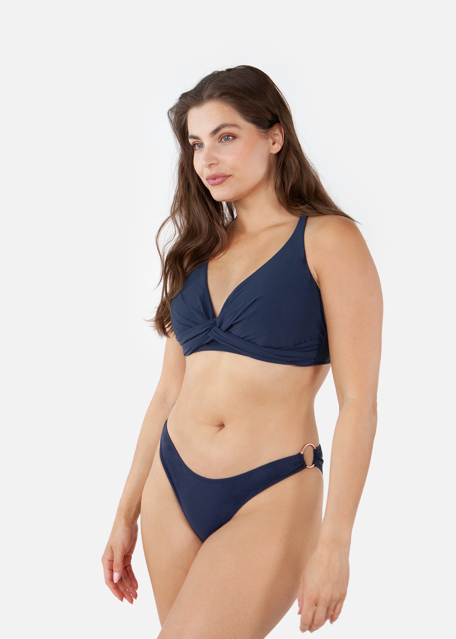 Women Solid Multifit Top navy - Side