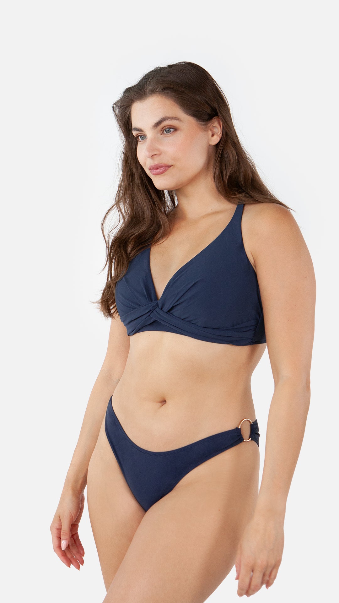Women Solid Multifit Top navy - Side