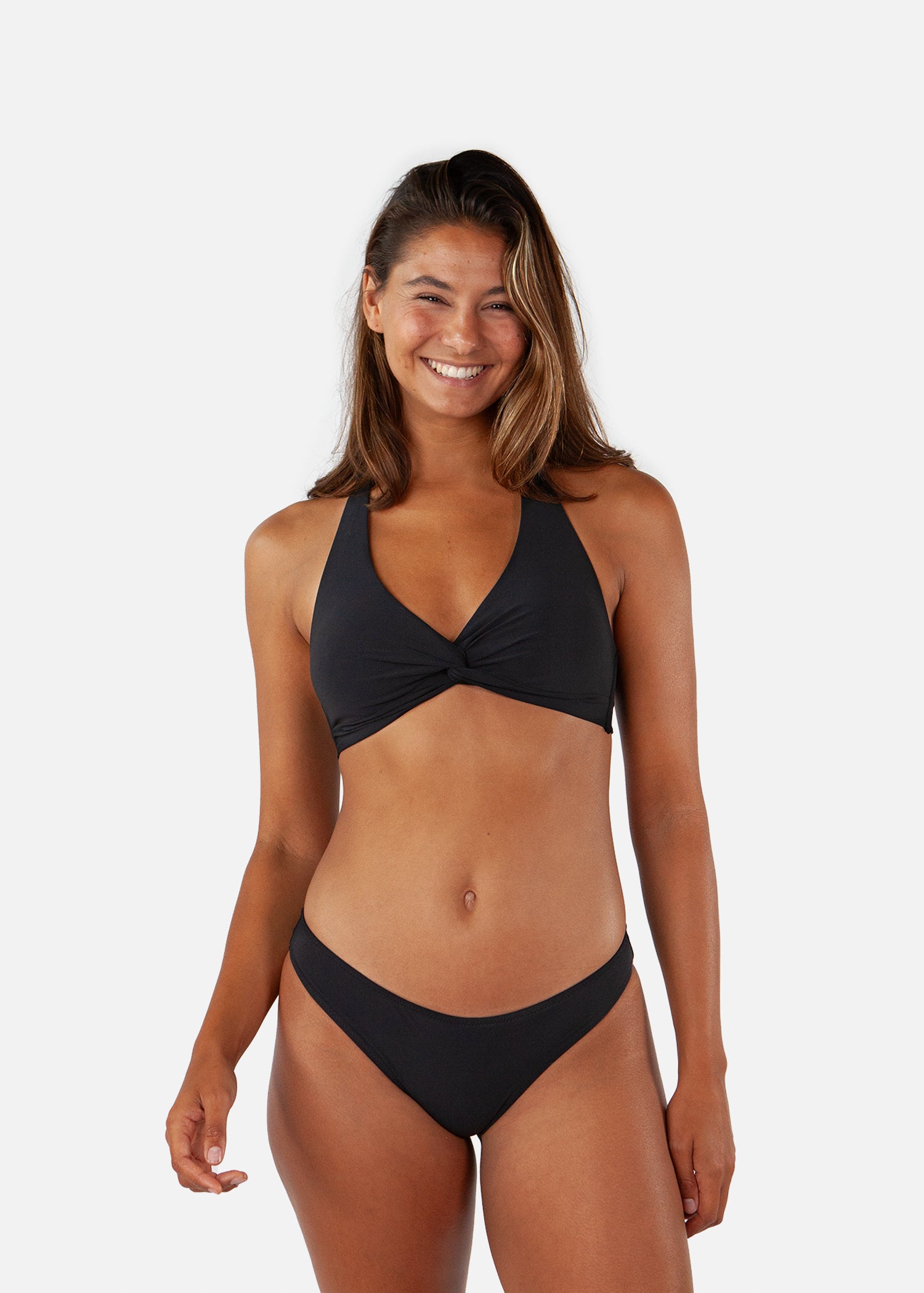 Women Solid Bikini Briefs black - Front