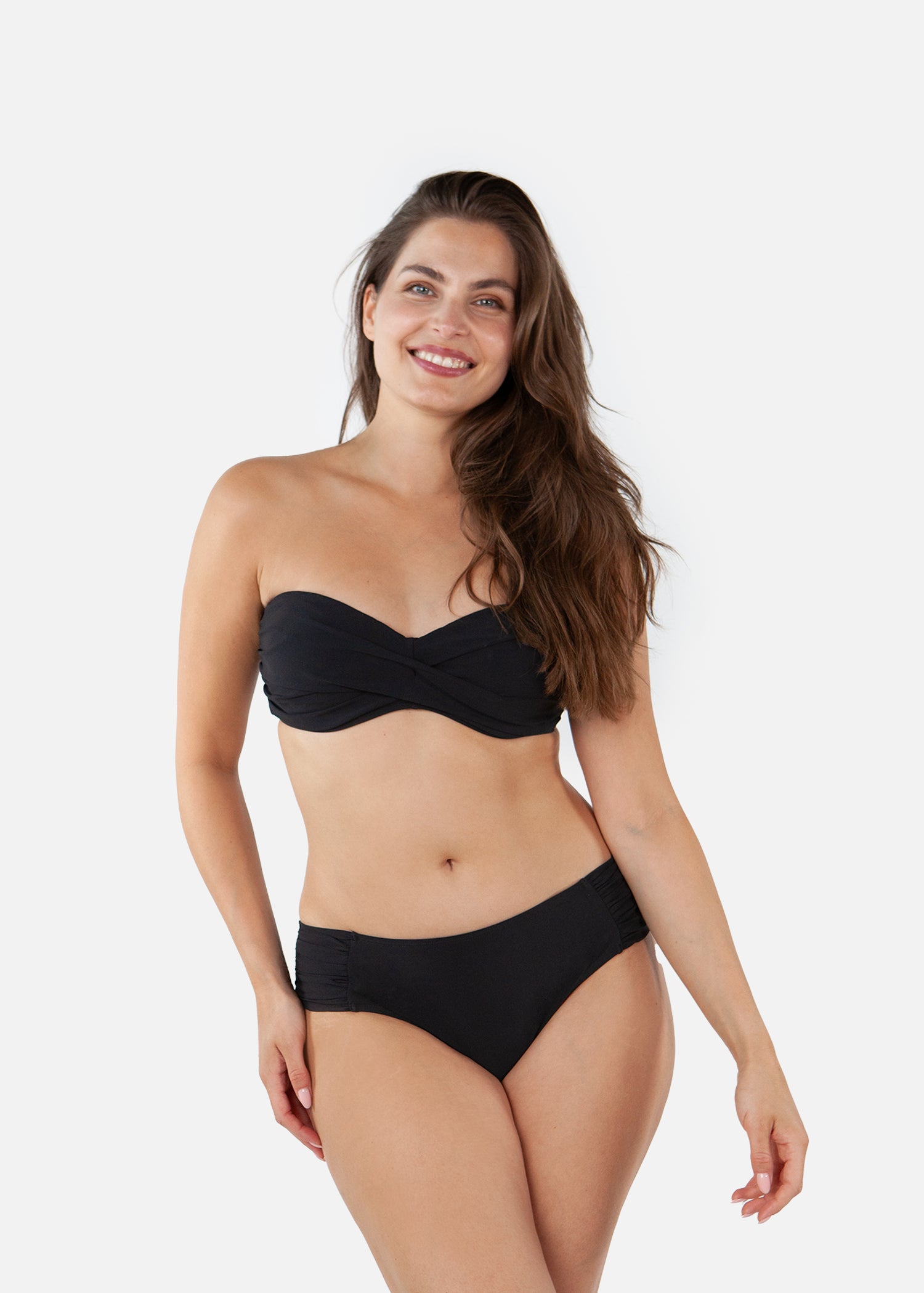 Women Solid Twisted Bandeau black - Front