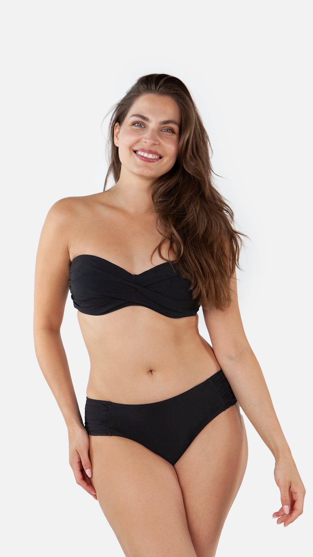 Women Solid Twisted Bandeau black - Front
