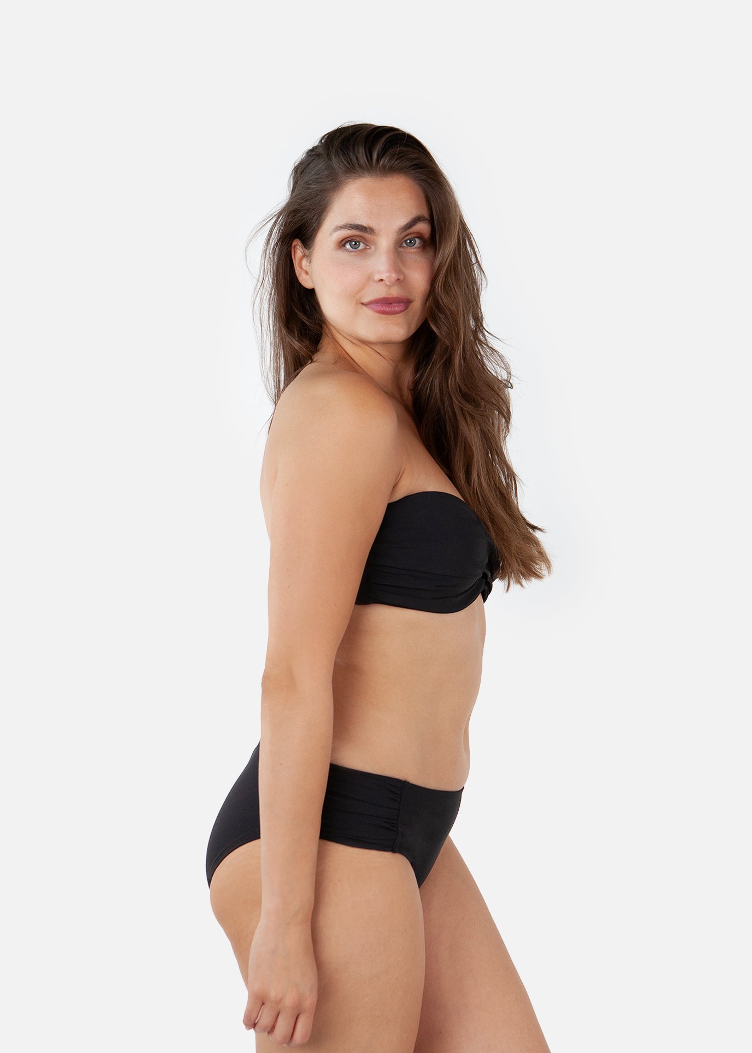 Women Solid Twisted Bandeau black - Side