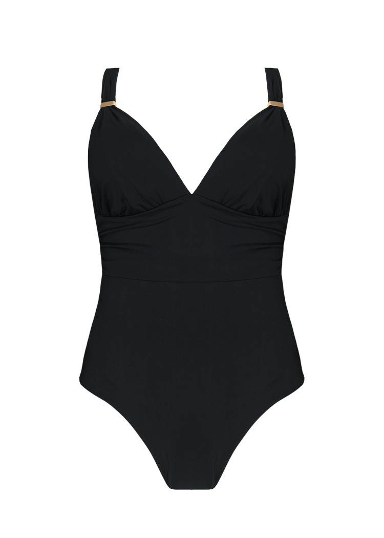 Women Solid Plunge Shaping One Piece black